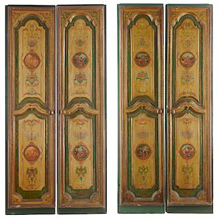 (4) Italian Baroque painted panel doors