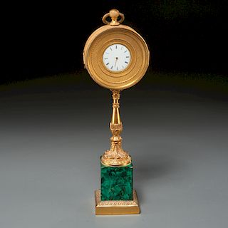 A Baltic gilt bronze and Malachite desk clock