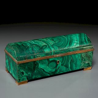 A Russian Malachite and gilt bronze jewel casket