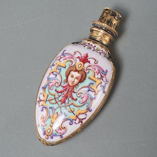 Good Victorian gilt silver porcelain scent flask