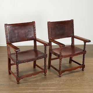 Pair Spanish Baroque style armchairs