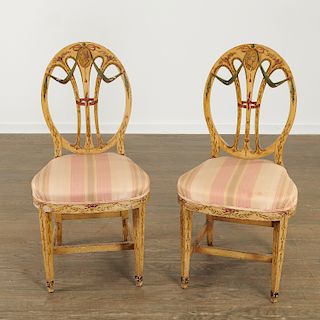 Pair Continental Neo-Classic painted side chairs