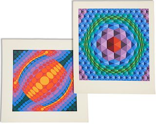Victor Vasarely, (2) signed serigraphs