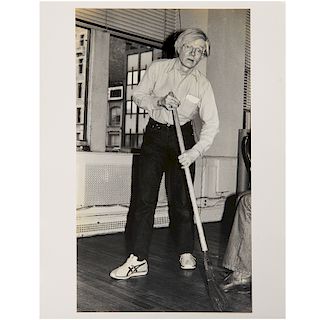 Kate Simon, "Andy Warhol Sweeping the Factory"