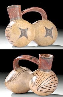 Pre-Columbian Ica Pottery Double-Lobed Vessel - Squash