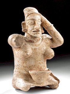 Jalisco Ameca Pottery Seated Female Figure w/ Bowl