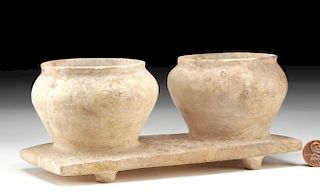 Rare Teotihuacan Aragonite Double Bowl Vessel