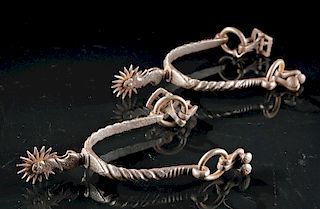 19th C. Mexican Iron Spurs - Rooster Heads