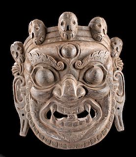19th C. Tibetan Wood Festival Mask - Mahakala