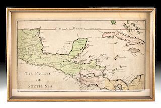 18th C. Engraved / Colored Map of Central America