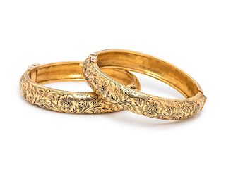 Victorian, Pair of Gold Bangle Bracelets