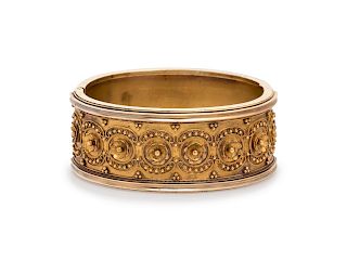 Etruscan Revival, Gold Bangle Bracelet 