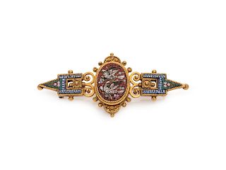 Victorian, Gold and Micromosaic Brooch