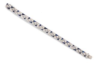 Art Deco, Diamond and Synthetic Sapphire Bracelet
