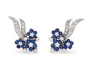 Sapphire and Diamond Earclips