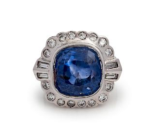 Ceylon Sapphire and Diamond Ring 