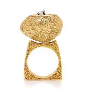 Cartier, Lucas, Brutalist, Gold and Diamond Ring