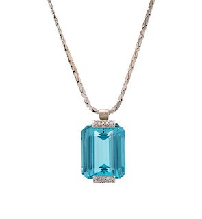 Aquamarine and Diamond Pendant/Brooch