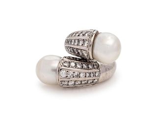 Tambetti, Cultured Pearl and Diamond Ring