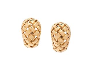 Tiffany & Co., Yellow Gold 'Vannerie' Earclips