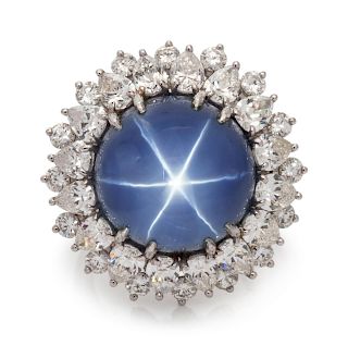 Star Sapphire and Diamond Ring