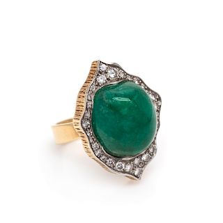 Andrew Grima, Platinum Topped Gold, Emerald and Diamond Ring