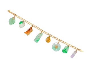 Multicolor Jade Charm Bracelet 