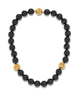 David Lin, Black Jade Bead Necklace