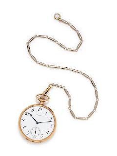 Howard, Yellow Gold Open Face Pocket Watch and Fob Chain