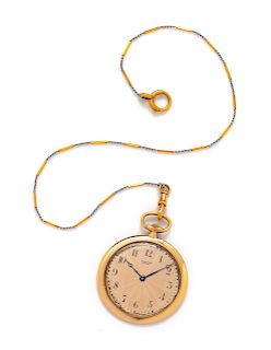 Cartier, Paris, Yellow Gold Open Face Pocket Watch and Fob Chain