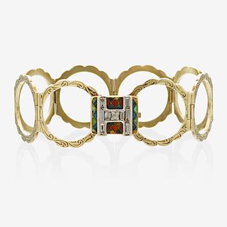 EARLY 20TH C. YELLOW GOLD CONVERTIBLE BRACELET/RING