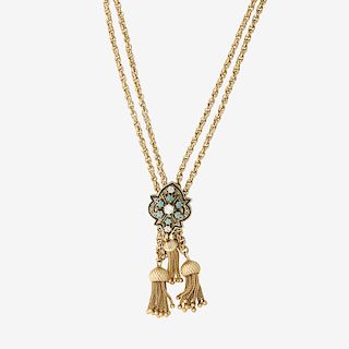 VICTORIAN REVIVAL YELLOW GOLD LARIAT NECKLACE