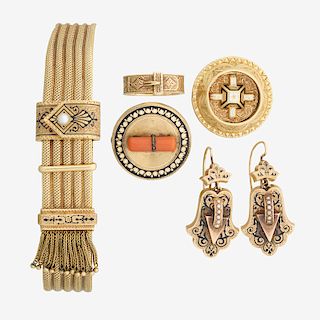 VICTORIAN YELLOW GOLD MOURNING JEWELRY