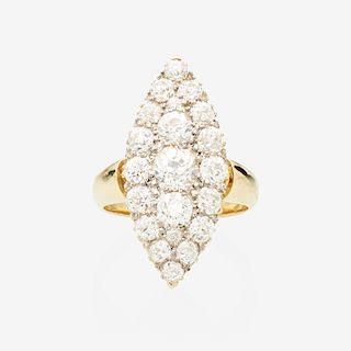 EDWARDIAN DIAMOND & YELLOW GOLD NAVETTE RING