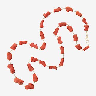 CORAL & YELLOW GOLD NECKLACE