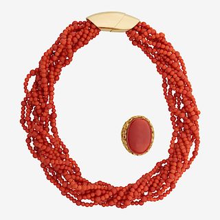 CORAL & YELLOW GOLD JEWELRY