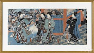 Japanese woodblock, by Toyokuni, 13'' x 29''.