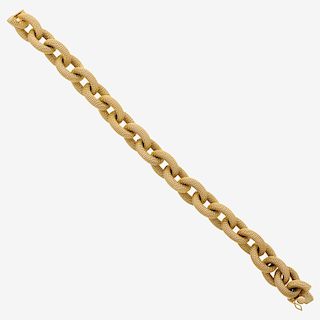 TEXTURED YELLOW GOLD CABLE LINK BRACELET