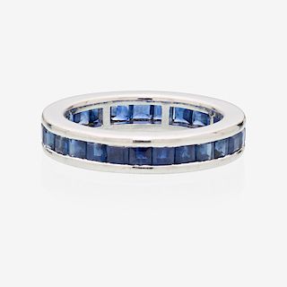 SAPPHIRE & WHITE GOLD BAND RING