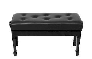 Adjustable Piano Bench w Tufted Black Seat