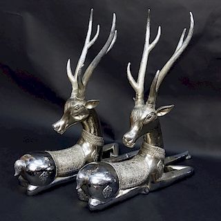 Pair of Large Deer Sculptures