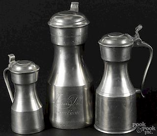 Scottish pewter ''tappit hen'' flagon, ca. 1790, full-sized and engraved Francis Dick/ North Ferry