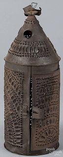 Punched tin lantern, 19th c., 14'' h.