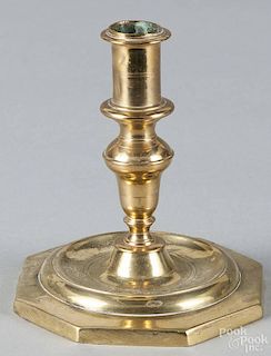 Continental brass candlestick, 18th c., 4 3/4'' h.