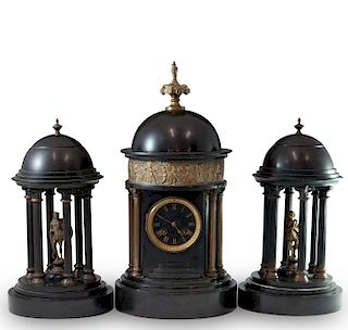 19th Cent. Dore Bronze and Marble Clock