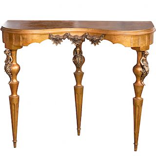 Gilded Wood Dore Bronze Console Table