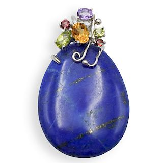 Sterling Lapis and Citrine Pendant
