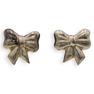 Vintage Mexican Sterling Ribbon Earrings