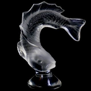 Lalique "Leaping Fish" Crystal Paperweight