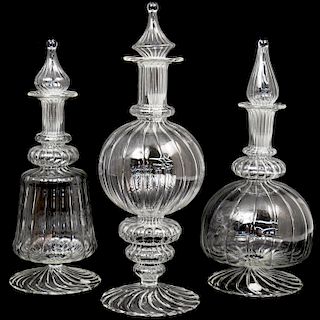 (3 Pc) Murano Glass Decanter Set
